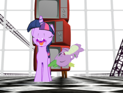 Size: 1024x768 | Tagged: safe, artist:php74, spike, twilight sparkle, dragon, pony, g4, 3d, female, get down, male, mare, mmd, persona 4, vagipony, video