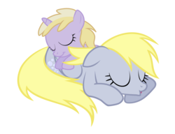 Size: 2276x1752 | Tagged: safe, artist:axemgr, artist:derpington1337, artist:that guy in the corner, derpy hooves, dinky hooves, pegasus, pony, g4, duo, equestria's best mother, female, mare, recolor, simple background, sleeping, transparent background, vector