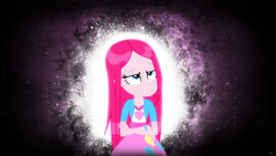 Size: 1024x576 | Tagged: safe, artist:amoagtasaloquendo, pinkie pie, equestria girls, g4, alternate hairstyle, female, pinkamena diane pie, solo, wallpaper, wet hair