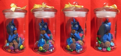 Size: 1280x596 | Tagged: safe, artist:atelok, princess luna, g4, cookie, craft, food, jar, photo, pony in a bottle