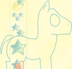 Size: 437x420 | Tagged: safe, artist:reifutd, pony, cover art, cutie mark, fanfic, heart, icon, male, shooting star, sketch, solo, stars