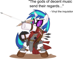 Size: 3543x2894 | Tagged: dead source, safe, artist:jittery-the-dragon, dj pon-3, vinyl scratch, pony, unicorn, g4, bipedal, crossbow, female, inquisitor, pathfinder, simple background, solo, transparent background