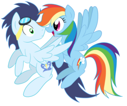 Size: 1250x1040 | Tagged: safe, artist:chiweee, artist:rainbowflamecharge47, rainbow dash, soarin', pegasus, pony, g4, cute, dashabetes, duo, female, male, ship:soarindash, shipping, simple background, straight, transparent background, vector