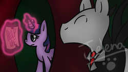 Size: 586x330 | Tagged: safe, artist:thesuperpuppy, twilight sparkle, g4, duo, slenderman