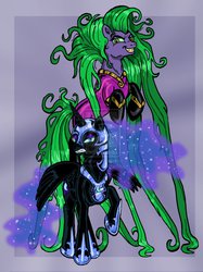 Size: 773x1033 | Tagged: dead source, safe, artist:oreopata, mane-iac, nightmare moon, g4