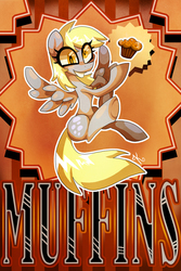 Size: 653x980 | Tagged: safe, artist:kaliptro, derpy hooves, pegasus, pony, g4, female, mare, muffin, solo, that pony sure does love muffins