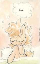 Size: 681x1077 | Tagged: safe, artist:slightlyshade, applejack, g4, bed mane, comb, female, fluffy, loose hair, messy mane, morning ponies, solo, traditional art