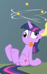 Size: 370x579 | Tagged: safe, screencap, twilight sparkle, feeling pinkie keen, g4, circling stars, cropped, derp, dizzy, solo focus, tongue out