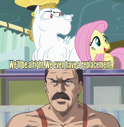 Size: 637x654 | Tagged: safe, edit, edited screencap, screencap, bulk biceps, fluttershy, g4, rainbow falls, cromartie high school, freddie, meme, replacement meme