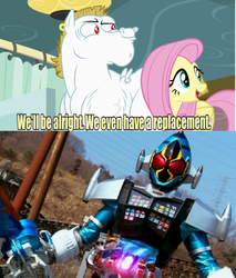 Size: 643x756 | Tagged: safe, edit, edited screencap, screencap, bulk biceps, fluttershy, pegasus, pony, g4, rainbow falls, cosmic states, female, kamen rider, kamen rider fourze, male, mare, meme, replacement meme, stallion