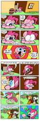 Size: 1280x3840 | Tagged: safe, artist:joeywaggoner, pinkie pie, oc, the clone that got away, g4, too many pinkie pies, comic, crying, diane, misspelling, moustache, pie incognito