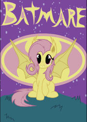 Size: 500x700 | Tagged: safe, artist:lightining-flicker, fluttershy, bat pony, pony, bats!, g4, batman, batmare, crossover, dc comics, female, flutterbat, flutterbatman, parody, race swap, signal, solo