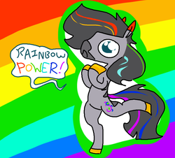 Size: 700x633 | Tagged: safe, artist:weaver, oc, oc only, oc:ice pack, zebra, fruit stripe, rainbow power, rainbow power-ified, solo