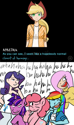 Size: 1186x2000 | Tagged: safe, artist:php52, fluttershy, pinkie pie, rainbow dash, rarity, twilight sparkle, pony, satyr, equestria girls, g4, character parody, danganronpa, dusk shine, humanized, laughing, light skin, rule 63, satyrized