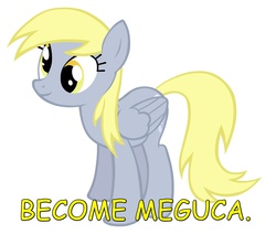 Size: 1280x1087 | Tagged: safe, edit, derpy hooves, pegasus, pony, g4, comic sans, derp, female, mare, meduka meguca, meme, puella magi madoka magica, solo