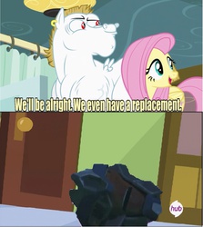 Size: 642x720 | Tagged: safe, edit, edited screencap, screencap, bulk biceps, fluttershy, g4, my little pony: friendship is magic, rainbow falls, breakdown, breakdown's head, dead, meme, replacement meme, transformers, transformers prime