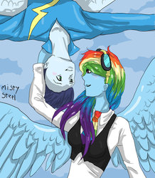 Size: 600x688 | Tagged: safe, artist:mistysteel, rainbow dash, soarin', human, g4, female, humanized, male, pony coloring, ship:soarindash, shipping, straight