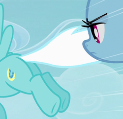 Size: 704x684 | Tagged: safe, screencap, fleetfoot, rainbow dash, pony, g4, rainbow falls, butt, butt tail, cropped, eyes on the prize, female, looking at butt, mare, out of context, plot