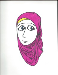 Size: 636x824 | Tagged: safe, artist:super-special-awkward-art, fluttershy, human, g4, female, hijab, humanized, islam, islamashy, solo, uncolored skin