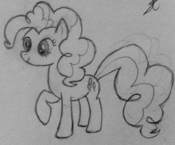 Size: 1576x1308 | Tagged: safe, artist:aliceb2542, pinkie pie, g4, female, monochrome, solo, traditional art