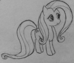 Size: 1638x1394 | Tagged: safe, artist:aliceb2542, fluttershy, g4, female, monochrome, solo, traditional art