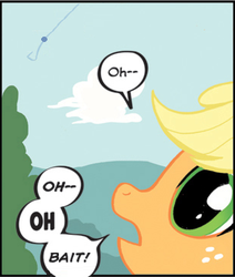 Size: 308x363 | Tagged: safe, edit, idw, applejack, g4, my little pony: friends forever, bait, female, reaction image, solo, this is bait