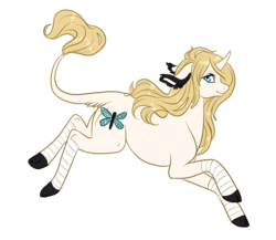 Size: 900x782 | Tagged: safe, artist:noxxplush, oc, oc only, oc:damsel, classical unicorn, horn, leonine tail, simple background, solo, transparent background
