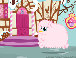 Size: 650x500 | Tagged: safe, artist:mixermike622, oc, oc only, oc:fluffle puff, g4, bits, mouth hold, solo, sugarcube corner