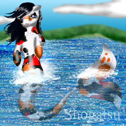 Size: 800x800 | Tagged: safe, artist:peartizer, oc, oc only, merpony, koi pony, solo, water