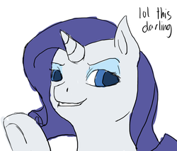 Size: 714x607 | Tagged: safe, rarity, g4, costanza face, darling, female, grin, ishygddt, lol, looking at you, reaction image, smirk, solo, underhoof