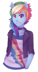 Size: 1165x2157 | Tagged: safe, artist:ringabutt, rainbow dash, anthro, g4, female, human facial structure, solo