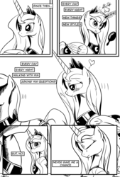 Size: 1094x1619 | Tagged: safe, artist:cs, princess luna, comic:day-off, g4, comic, monochrome