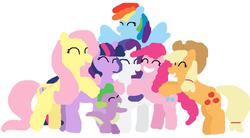 Size: 1216x672 | Tagged: safe, applejack, fluttershy, pinkie pie, rainbow dash, rarity, spike, twilight sparkle, g4, 1000 hours in ms paint, group hug, mane seven, mane six, ms paint