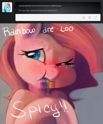 Size: 654x791 | Tagged: dead source, safe, artist:dhui, pinkie pie, g4, crying, dripping, eating, female, rainbow, solo, tired pie, tumblr