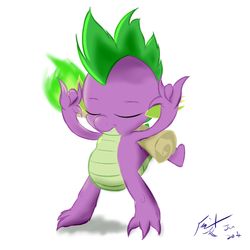 Size: 528x528 | Tagged: safe, artist:frist44, spike, g4, fire, male, scroll, solo