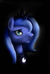 Size: 942x1404 | Tagged: dead source, safe, artist:wolverfox, princess luna, g4, dark, female, s1 luna, sad, solo