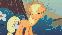 Size: 1280x720 | Tagged: safe, applejack, g4, 3 faces, chocolate milk, female, great moments in animation, head shake, solo