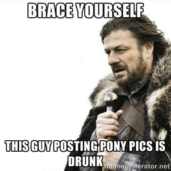 Size: 400x400 | Tagged: safe, brace yourselves, image macro, meme, non-pony oc