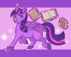 Size: 720x576 | Tagged: safe, artist:darkkako, twilight sparkle, alicorn, pony, g4, book, female, magic, mare, solo, twilight sparkle (alicorn)