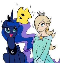 Size: 4721x4895 | Tagged: dead source, safe, artist:redapropos, princess luna, luma, g4, absurd resolution, crossover, princess rosalina, rosalina, super mario bros., super mario galaxy