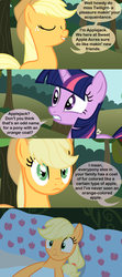 Size: 1280x2880 | Tagged: safe, artist:beavernator, applejack, twilight sparkle, pony, g4, alternate scenario, bed, comic, duo, existential crisis, implications, implied adoption, realization