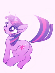 Size: 600x800 | Tagged: safe, artist:nmnkgskds, twilight sparkle, g4, :o, blushing, butt, dock, female, pixiv, plot, solo