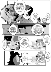 Size: 2203x3115 | Tagged: safe, artist:0ryomamikado0, applejack, pinkie pie, rarity, twilight sparkle, comic:the unexpected love life of dusk shine, g4, comic, dusk shine, monochrome, rule 63