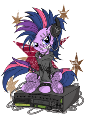 Size: 3508x4961 | Tagged: safe, artist:toonlancer, twilight sparkle, g4, alternate hairstyle, clothes, eyebrow piercing, female, headphones, hoodie, mohawk, piercing, punk, simple background, solo, transparent background