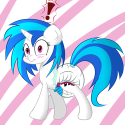 Size: 1280x1280 | Tagged: safe, artist:skitter, dj pon-3, vinyl scratch, pony, g4, blushing, cute, diaper, diaper fetish, female, mare, non-baby in diaper, poofy diaper, solo, vinylbetes, white diaper