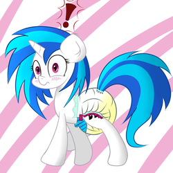 Size: 1280x1280 | Tagged: safe, artist:skitter, dj pon-3, vinyl scratch, g4, blushing, cute, diaper, diaper fetish, female, non-baby in diaper, poofy diaper, solo, urine, vinylbetes, wet, wet diaper