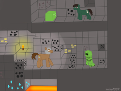 Size: 2560x1920 | Tagged: safe, artist:necro1337, oc, oc:glow chocolate, zombie, creeper, crossover, minecraft, ponified