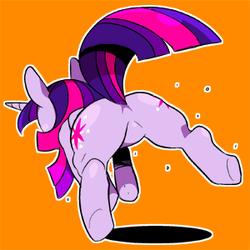 Size: 300x300 | Tagged: safe, artist:naoki, twilight sparkle, g4, behind, butt, featureless crotch, female, lowres, pixiv, plot, simple background, solo