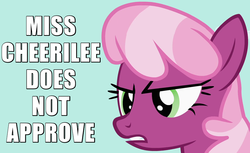 Size: 900x550 | Tagged: safe, edit, edited screencap, screencap, cheerilee, g4, the cutie pox, angry, caption, female, frown, image macro, reaction image, solo