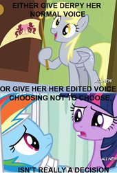 Size: 500x735 | Tagged: safe, derpy hooves, rainbow dash, twilight sparkle, alicorn, pony, g4, my little pony: friendship is magic, rainbow falls, advice, advice meme, derpygate, exploitable meme, female, flag, hilarious in hindsight, irony, mare, meme, twilight sparkle (alicorn)